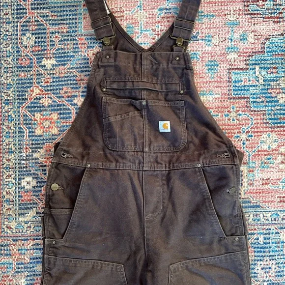 Carhartt Relaxed Fit Washed Duck Insulated Bib Overall - Picture 3 of 8